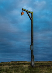 The Gallows on Rimmers Moor, Northumberland, England, UK. At sunset.