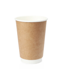 Takeaway paper coffee cup isolated on white