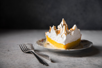 Slice of lemon meringue pie