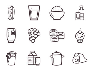 Food line style set icons vector design