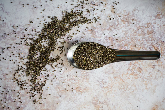 Spoon of chia seeds