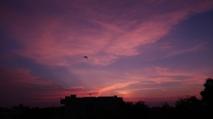 sunset over the city