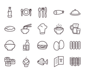 Food line style icons bundle vector design