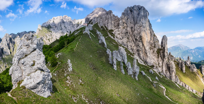 Panoramic view of Grignetta mountain range, European Alps, Lecco, Italy