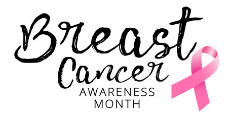 Breast Cancer Awareness month and pink Ribbon Banner. Vector illustration EPS 10