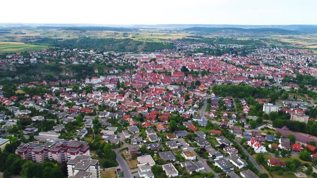Aerial view Rottenburg am Neckar, Germany.