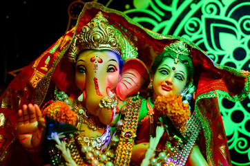 Indian god ganesha idol while festival