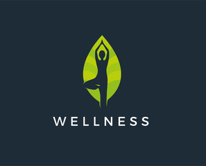 minimal wellness logo template - vector illustration