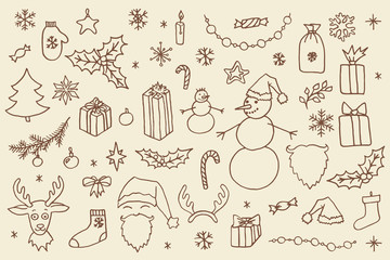 Christmas doodle elements