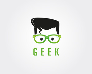 minimal geek logo template - vector illustration
