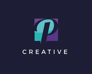 minimal letter p logo template - vector illustration