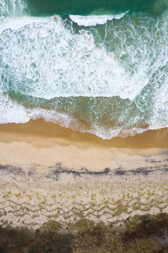Aerial view of the beach in New England