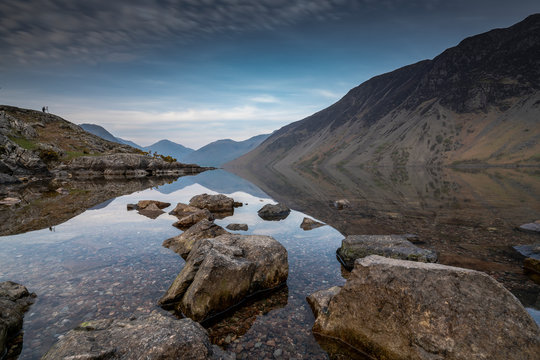Sunrise over Wast Water a lake located in Wasdale, a valley in the western part of the Lake District National Park, England, it is the deepest lake in England at 258 feet