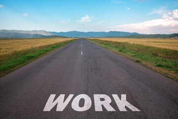 work text in road