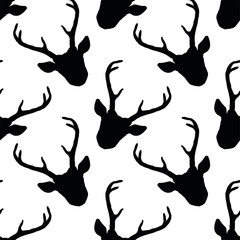 Seamless pattern with deer heads