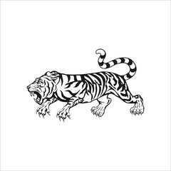 Tiger logo emblem template mascot symbol for business or shirt design. Vector Vintage Design Element.
