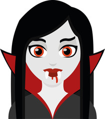 Vector emoticon illustration of a cartoon vampire woman

