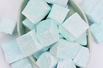 Blue Sweet Homemade Marshmallow Cubes