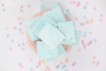 Blue Sweet Homemade Marshmallow Cubes