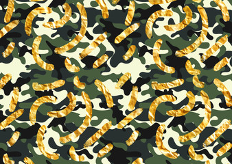 camouflage pattern with golden foil