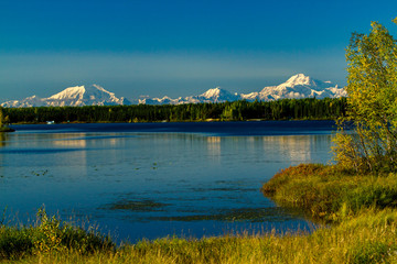 Kashwitna Lake with Mount McKinley, or Denali, in the background, Alaska