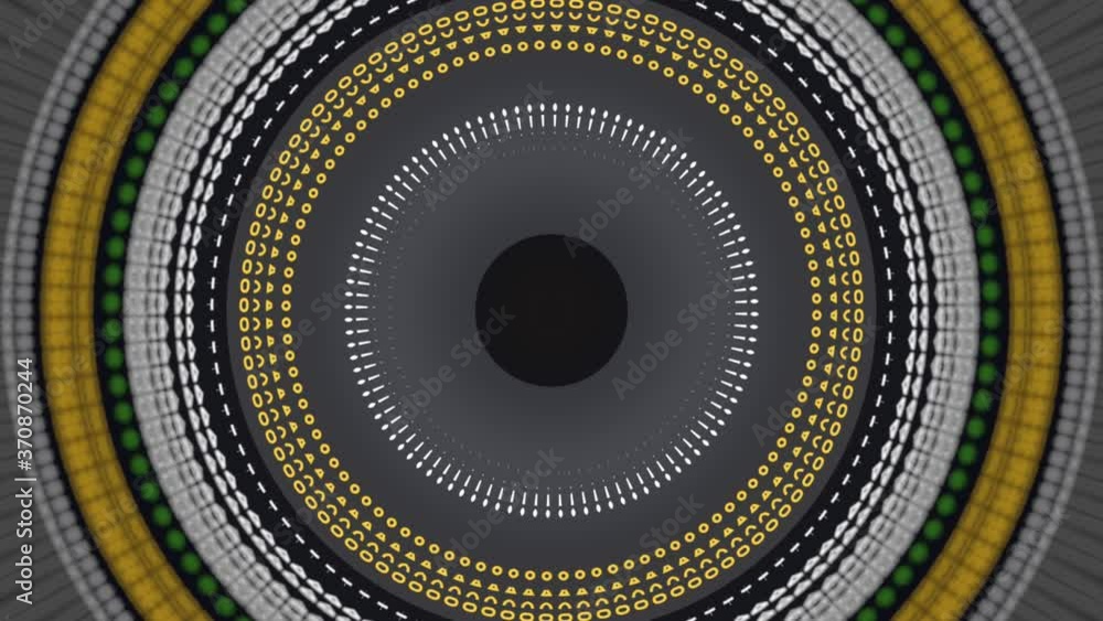Poster abstract futuristic scan for a target with blinking yellow and white rings. animation. flashing colo