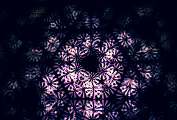 3D rendering or 3D rendering. Kaleidoscopic image. Symmetry with colored lights on a black background.