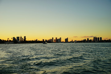 Miami downtown skyscrapers at sun set