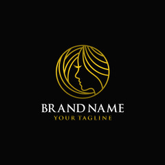 Naklejka premium Luxury Hair stylist Logo Vector Template
