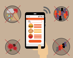 Order food online to stay safe at home vector