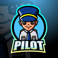Pilot mascot esport logo design