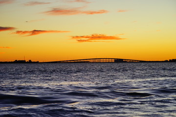 Miami south beach skyscrapers at sun set