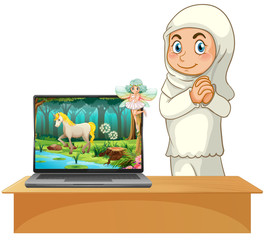 Fairy tale on computer background