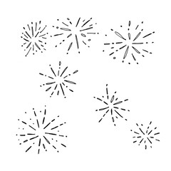Sketch set of small splashes and fireworks.
