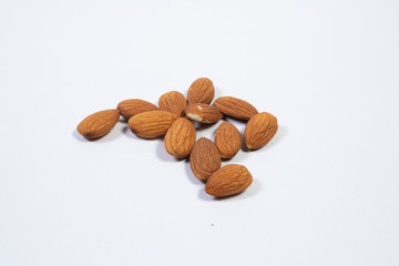 almond nuts isolated on white background