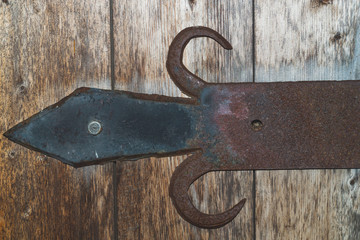 Detail of forged iron latch. handwork forging