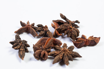 Fototapeta premium Star anise, badiam. Clipping paths, shadows separated