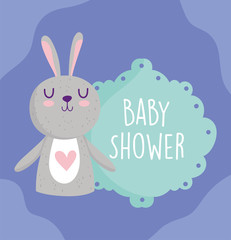 baby shower, cute little rabbit cartoon celebration invitation card