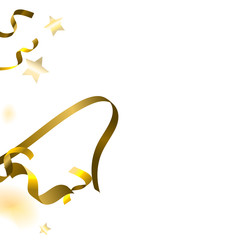 Holiday Serpentine. Gold Foil Streamers Ribbons.