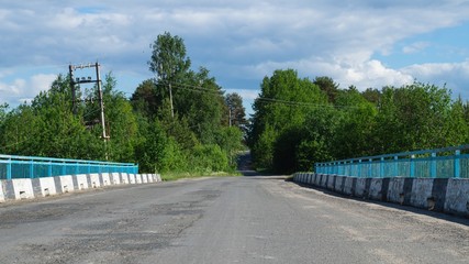 Bridge in the countryside. rural landscape. country road in the village