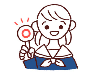 正解の札を持つ女の子