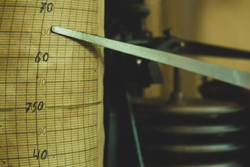 Vintage hygrometer. retro weather station. measurement of humidity