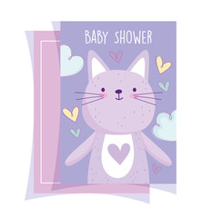 baby shower, cute little cat animal hearts love invitation card cartoon