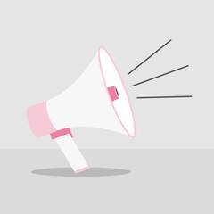 Pink and white megaphone flat vector illustration.