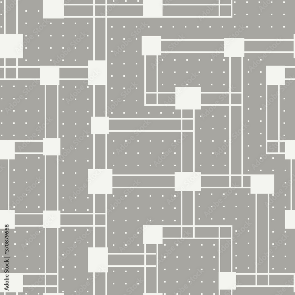 Wall mural Geometric seamless pattern. Bauhaus style background. Modern maze, labyrinth, pipeline ornament. Linear geo wallpaper