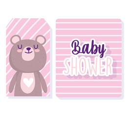 baby shower, cute bear animal cartoon stripes background cards