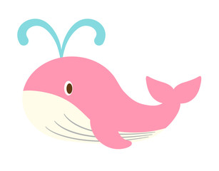 かわいいピンククジラのイラスト