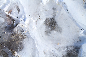 frozen ice texture. Winter background for advertising. Frozen water in a puddle.