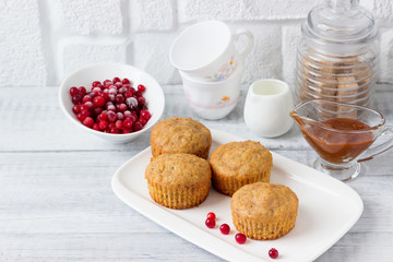 Homemade cranberry cupcakes for breakfast.