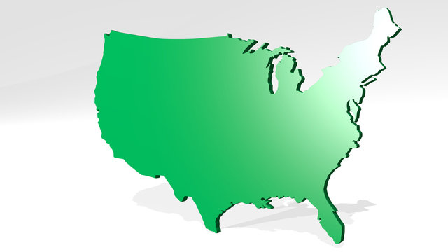 map of the United States of America 3D icon casting shadow. 3D illustration. background and abstract